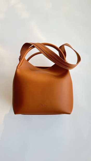 Uubags Loro Piana Large Bale Bag Smooth Calfskin In Warm Tan 28x36x22cm
