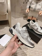Uubags Chanel Trainers Fabric & Laminated In White & Silver 1cm - 3