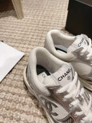 Uubags Chanel Trainers Fabric & Laminated In White & Silver 1cm - 5