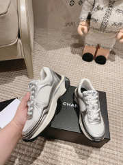 Uubags Chanel Trainers Fabric & Laminated In White & Silver 1cm - 6