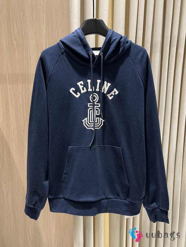 Uubags Celine anchor 70's hoodie in cotton fleece in navy/ cream - 1