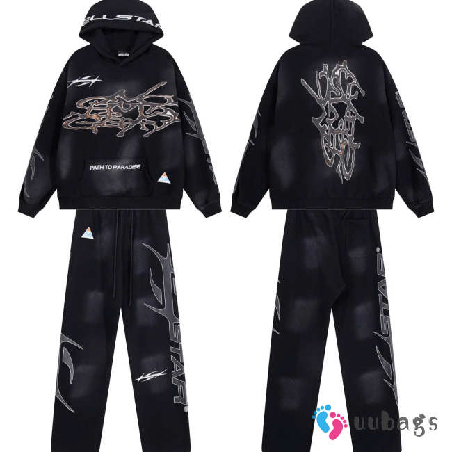 Uubags Hellstar Uniform Hoodie and Pants Black (Full Set) - 1