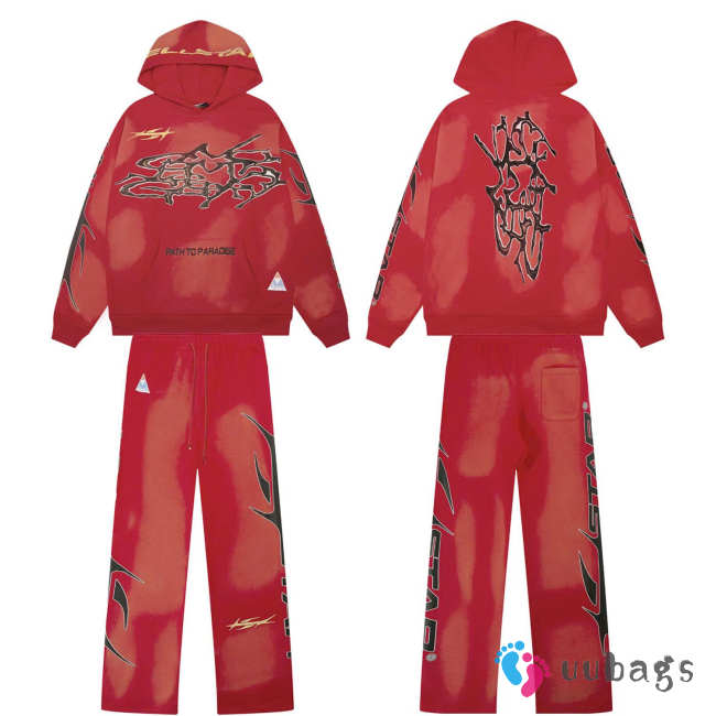 Uubags Hellstar Uniform Hoodie and Pants Red (Full Set) - 1
