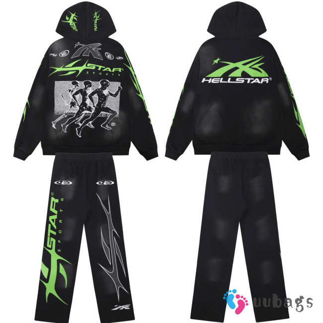 Uubags Hellstar x K-Star Sports Graphic Hoodie and Jogger Set In Black - 1