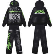 Uubags Hellstar x K-Star Sports Graphic Hoodie and Jogger Set In Black - 1