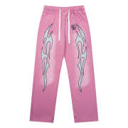 Uubags Hellstar Flame Graphic Hoodie and Jogger Set In Pink - 6