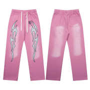 Uubags Hellstar Flame Graphic Hoodie and Jogger Set In Pink - 4