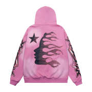 Uubags Hellstar Flame Graphic Hoodie and Jogger Set In Pink - 2