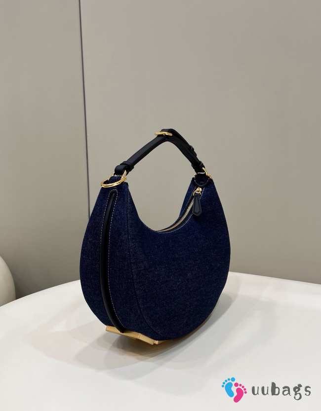 Uubags Fendi Nano Fendigraphy Hobo Charm Dark Blue Denim 29x24x10cm - 1