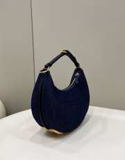 Uubags Fendi Nano Fendigraphy Hobo Charm Dark Blue Denim 29x24x10cm - 1