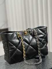 Uubags Chanel Black Quilted Leather Shopping Tote Bag Lambskin Leather 24x41x10cm - 6