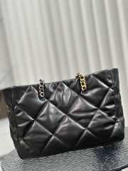 Uubags Chanel Black Quilted Leather Shopping Tote Bag Lambskin Leather 24x41x10cm - 4