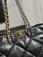 Uubags Chanel Black Quilted Leather Shopping Tote Bag Lambskin Leather 24x41x10cm - 3
