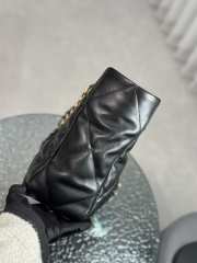 Uubags Chanel Black Quilted Leather Shopping Tote Bag Lambskin Leather 24x41x10cm - 2