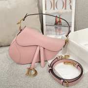 Uubags Dior Saddle Bag with Strap Pink Grained Calfskin 25.5x20x6.5cm - 1