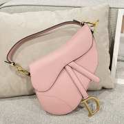 Uubags Dior Saddle Bag with Strap Pink Grained Calfskin 25.5x20x6.5cm - 6