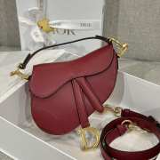 Uubags Dior Saddle Bag with Strap Red Grained Calfskin 19x16x5cm - 1