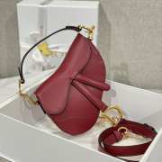 Uubags Dior Saddle Bag with Strap Red Grained Calfskin 19x16x5cm - 5