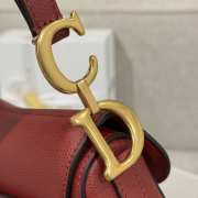 Uubags Dior Saddle Bag with Strap Red Grained Calfskin 19x16x5cm - 4