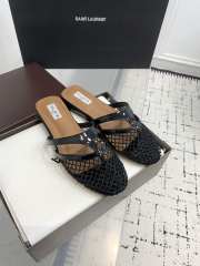 Uubags Alaïa Infradito Flat Mules In Fishnet And Leather Black  - 2