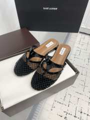 Uubags Alaïa Infradito Flat Mules In Fishnet And Leather Black  - 3