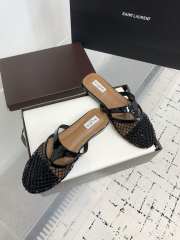 Uubags Alaïa Infradito Flat Mules In Fishnet And Leather Black  - 6