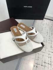 Uubags Alaïa Infradito Flat Mules In Fishnet And Leather White - 6