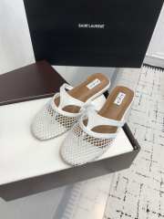 Uubags Alaïa Infradito Flat Mules In Fishnet And Leather White - 4