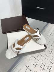 Uubags Alaïa Infradito Flat Mules In Fishnet And Leather White - 3