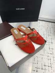 Uubags Alaïa Infradito Flat Mules In Fishnet And Leather Red - 6