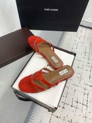 Uubags Alaïa Infradito Flat Mules In Fishnet And Leather Red - 5