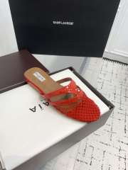 Uubags Alaïa Infradito Flat Mules In Fishnet And Leather Red - 4