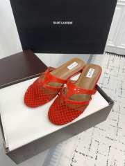 Uubags Alaïa Infradito Flat Mules In Fishnet And Leather Red - 3