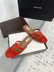 Uubags Alaïa Infradito Flat Mules In Fishnet And Leather Red - 2