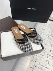 Uubags Alaïa Infradito Flat Mules In Fishnet And Leather Crystal  - 5