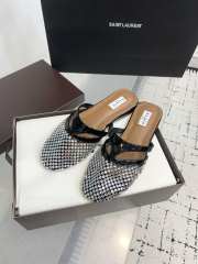 Uubags Alaïa Infradito Flat Mules In Fishnet And Leather Crystal  - 3