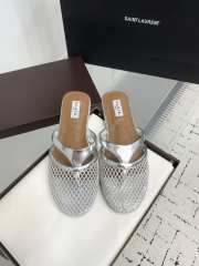 Uubags Alaïa Infradito Flat Mules In Fishnet And Leather Silver - 1