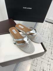 Uubags Alaïa Infradito Flat Mules In Fishnet And Leather Silver - 6