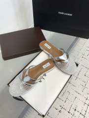 Uubags Alaïa Infradito Flat Mules In Fishnet And Leather Silver - 5