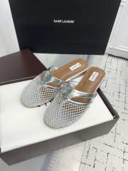 Uubags Alaïa Infradito Flat Mules In Fishnet And Leather Silver - 4