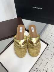 Uubags Alaïa Infradito Flat Mules In Fishnet And Leather Gold - 1