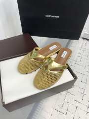 Uubags Alaïa Infradito Flat Mules In Fishnet And Leather Gold - 6