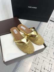 Uubags Alaïa Infradito Flat Mules In Fishnet And Leather Gold - 5