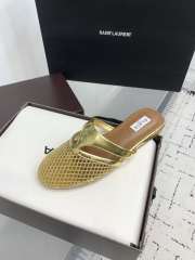 Uubags Alaïa Infradito Flat Mules In Fishnet And Leather Gold - 3