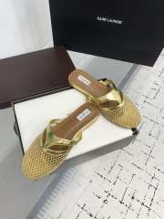 Uubags Alaïa Infradito Flat Mules In Fishnet And Leather Gold - 2