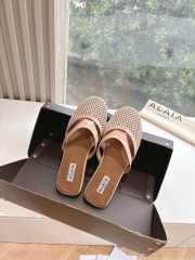 Uubags Alaïa Infradito Flat Mules In Fishnet And Leather Beige - 6