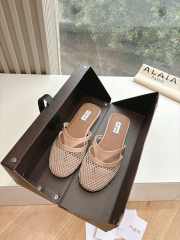 Uubags Alaïa Infradito Flat Mules In Fishnet And Leather Beige - 5