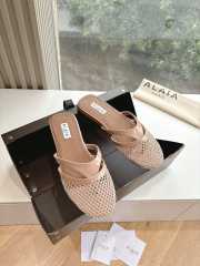 Uubags Alaïa Infradito Flat Mules In Fishnet And Leather Beige - 4