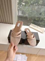 Uubags Alaïa Infradito Flat Mules In Fishnet And Leather Beige - 2