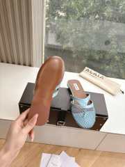 Uubags Alaïa Infradito Flat Mules In Fishnet And Leather Light Blue - 2